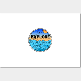 Explore Outdoors Nature Camping Camper Hiking Hike Climbing Climb Biking Bike Skiing Ski Posters and Art